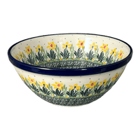 A picture of a Polish Pottery CA 7.75" Kitchen Bowl (Daffodils in Bloom) | A057-2122X as shown at PolishPotteryOutlet.com/products/7-75-kitchen-bowl-daffodils-in-bloom-a057-2122x