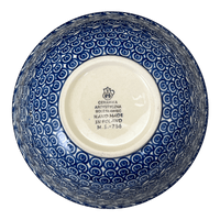 A picture of a Polish Pottery Bowl, Round, Kitchen, 7.75" in "Wavy Blues" by Ceramika Artystyczna | A057-905X as shown at PolishPotteryOutlet.com/products/7-75-kitchen-bowl-wavy-blues-a057-905x