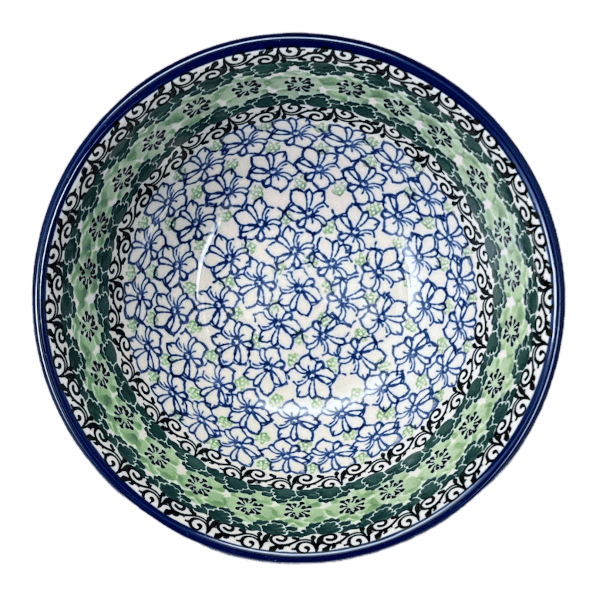 Bowl, Round, Kitchen, 6.75" in "Ring of Green" by Ceramika Artystyczna | A058-1479X