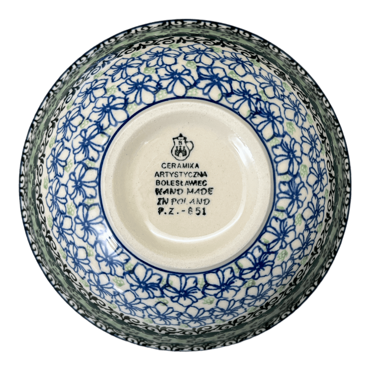 Bowl, Round, Kitchen, 6.75" in "Ring of Green" by Ceramika Artystyczna | A058-1479X