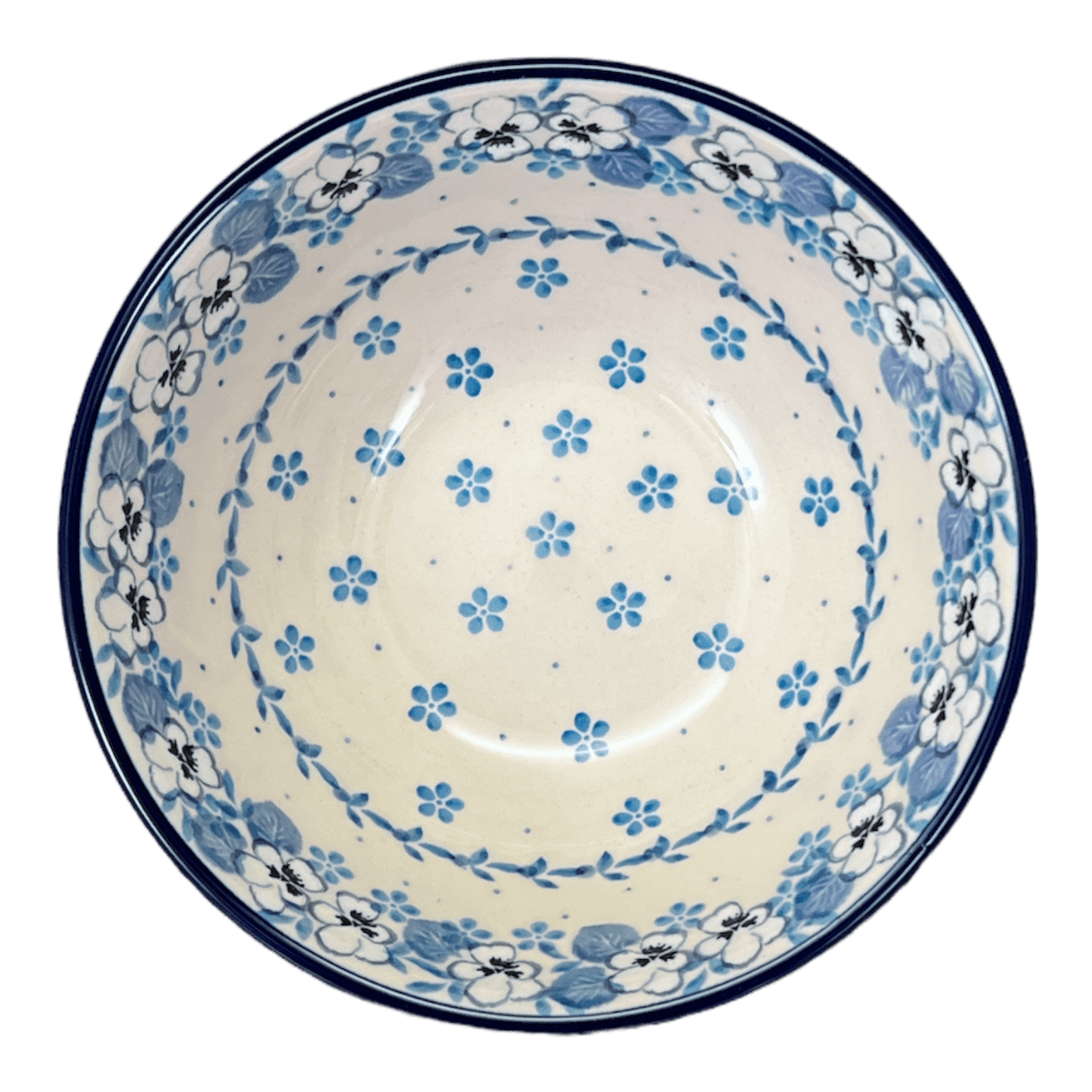 Bowl, Round, Kitchen, 6.75" in "Pansy Blues" by Ceramika Artystyczna | A058-2346X