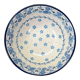 Polish Pottery CA 6.75" Kitchen Bowl (Pansy Blues) | A058-2346X Additional Image at PolishPotteryOutlet.com