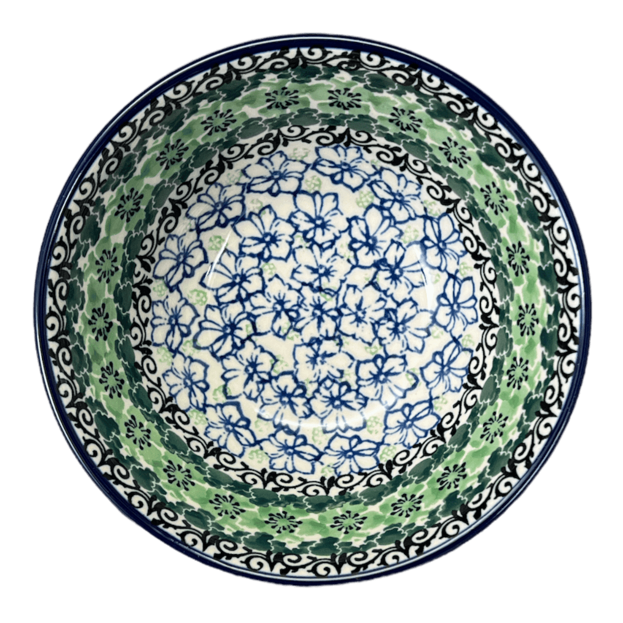 Bowl, Round, Kitchen, 5.5" in "Ring of Green" by Ceramika Artystyczna | A059-1479X