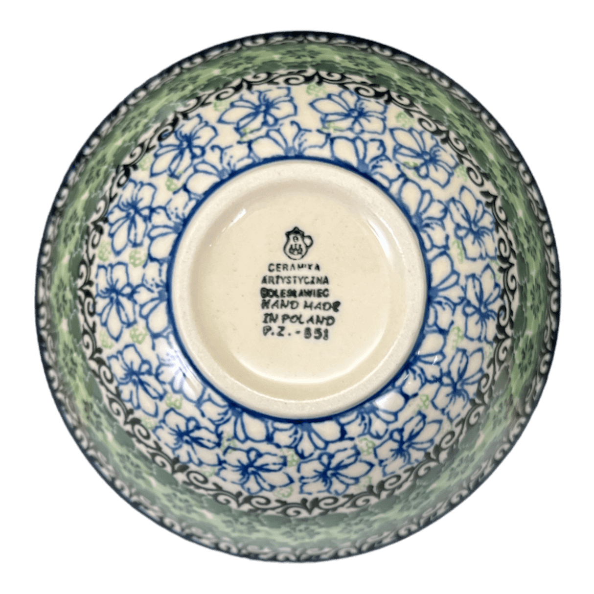 Bowl, Round, Kitchen, 5.5" in "Ring of Green" by Ceramika Artystyczna | A059-1479X
