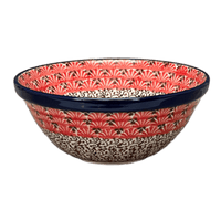 A picture of a Polish Pottery Bowl, Round, Kitchen, 5.5" in "Coral Fans" by Ceramika Artystyczna | A059-2199X as shown at PolishPotteryOutlet.com/products/5-5-kitchen-bowl-coral-fans-a059-2199x