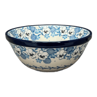 A picture of a Polish Pottery C.A. 5.5" Kitchen Bowl (Pansy Blues) | A059-2346X as shown at PolishPotteryOutlet.com/products/5-5-kitchen-bowl-pansy-blues-a059-2346x