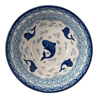 A picture of a Polish Pottery Bowl, Round, Kitchen, 5.5" in "Koi Pond" by Ceramika Artystyczna | A059-2372X as shown at PolishPotteryOutlet.com/products/5-5-kitchen-bowl-koi-pond-a059-2372x