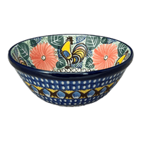 A picture of a Polish Pottery CA 5.5" Kitchen Bowl (Regal Roosters) | A059-U2617 as shown at PolishPotteryOutlet.com/products/5-5-kitchen-bowl-regal-roosters-a059-u2617