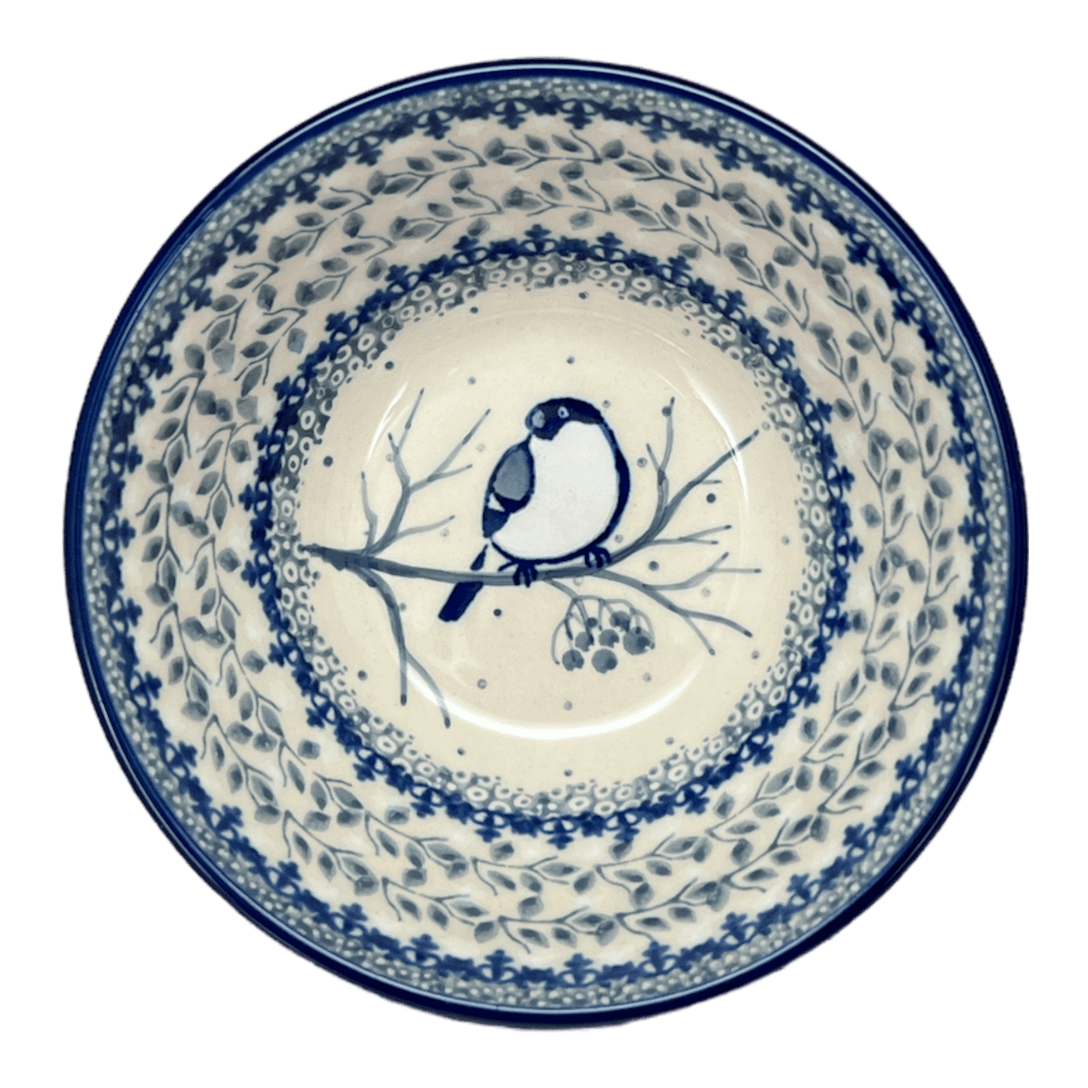 Bowl, Round, Kitchen, 5.5" in "Bullfinch on Blue" by Ceramika Artystyczna | A059-U4830