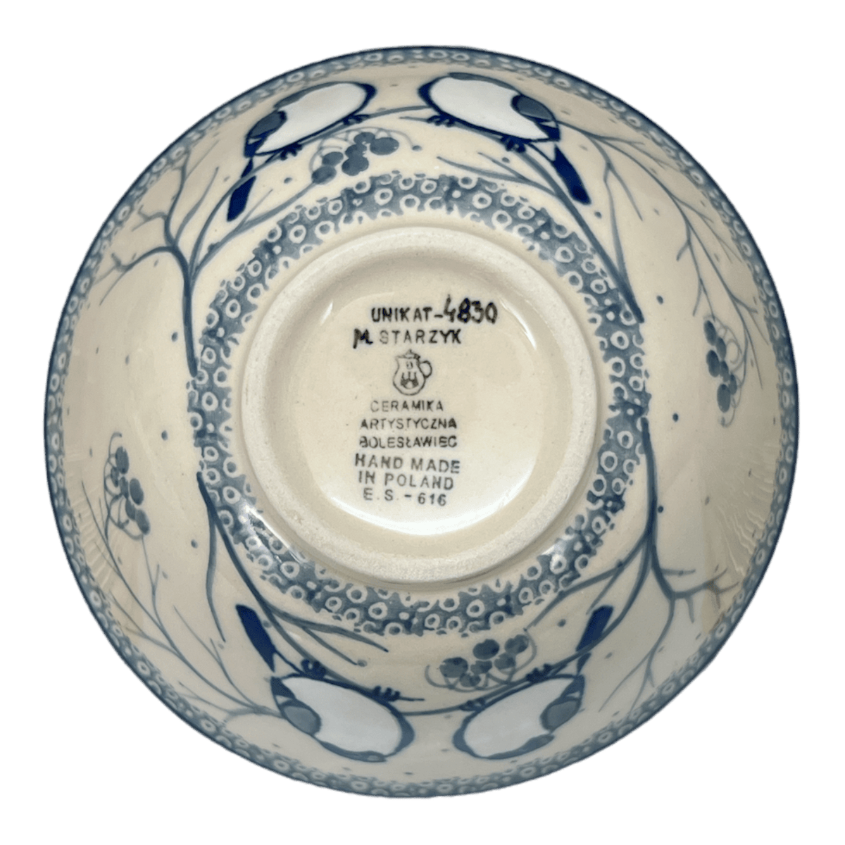 Bowl, Round, Kitchen, 5.5" in "Bullfinch on Blue" by Ceramika Artystyczna | A059-U4830