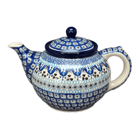 A picture of a Polish Pottery CA 40 oz. Teapot (Blue Ribbon) | A060-1026X as shown at PolishPotteryOutlet.com/products/40-oz-teapot-blue-ribbon-a060-1026x