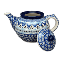 A picture of a Polish Pottery CA 40 oz. Teapot (Blue Ribbon) | A060-1026X as shown at PolishPotteryOutlet.com/products/40-oz-teapot-blue-ribbon-a060-1026x