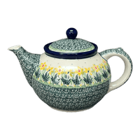 A picture of a Polish Pottery CA 40 oz. Teapot (Daffodils in Bloom) | A060-2122X as shown at PolishPotteryOutlet.com/products/40-oz-teapot-daffodils-in-bloom-a060-2122x