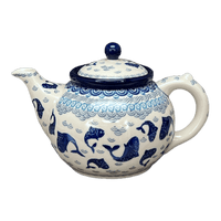 A picture of a Polish Pottery CA 40 oz. Teapot (Koi Pond) | A060-2372X as shown at PolishPotteryOutlet.com/products/40-oz-teapot-koi-pond-a060-2372x