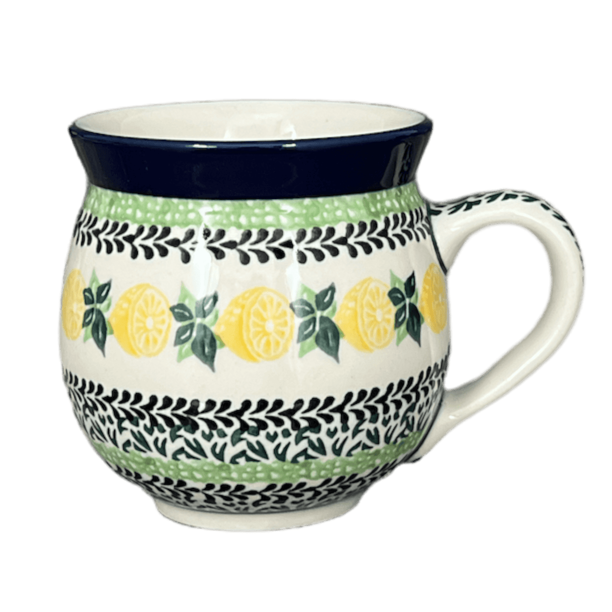 Mug, Belly, 12 oz Medium in "Lemons and Leaves" by Ceramika Artystyczna | A070-2749X