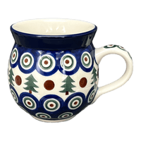 A picture of a Polish Pottery CA 12 oz. Belly Mug (Peacock Pine) | A070-366X as shown at PolishPotteryOutlet.com/products/12-oz-belly-mug-peacock-pine-a070-366x