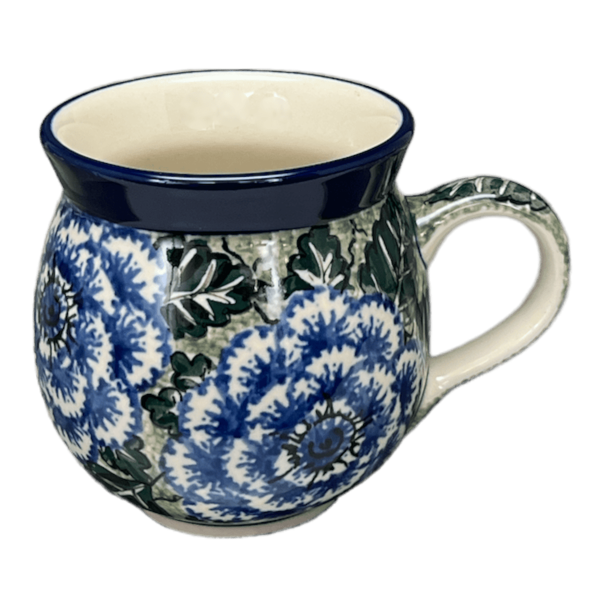 Mug, Belly, 12 oz Medium in "Blue Dahlia" by Ceramika Artystyczna | A070-U1473