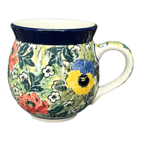 A picture of a Polish Pottery CA 12 oz. Belly Mug (Tropical Love) | A070-U4705 as shown at PolishPotteryOutlet.com/products/12-oz-belly-mug-tropical-love-a070-u4705