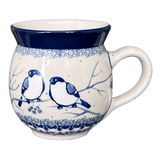 Mug, Belly Mug, 12 oz Medium in "Bullfinch on Blue" by Ceramika Artystyczna | A070-U4830
