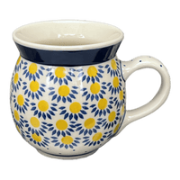 A picture of a Polish Pottery CA 16 oz. Belly Mug (Sunny Circle) | A073-0215 as shown at PolishPotteryOutlet.com/products/large-belly-mug-sunny-circle-a073-0215