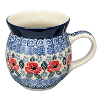 A picture of a Polish Pottery CA 16 oz. Belly Mug (Rosie's Garden) | A073-1490X as shown at PolishPotteryOutlet.com/products/large-belly-mug-rosies-garden-a073-1490x