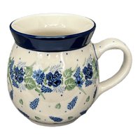 A picture of a Polish Pottery C.A. 16 oz. Belly Mug (Hyacinth in the Wind) | A073-2037X as shown at PolishPotteryOutlet.com/products/large-belly-mug-hyacinth-in-the-wind-a073-2037x