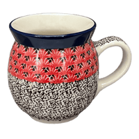 A picture of a Polish Pottery CA 16 oz. Belly Mug (Coral Fans) | A073-2199X as shown at PolishPotteryOutlet.com/products/large-belly-mug-coral-fans-a073-2199x