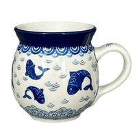 A picture of a Polish Pottery CA 16 oz. Belly Mug (Koi Pond) | A073-2372X as shown at PolishPotteryOutlet.com/products/large-belly-mug-koi-pond-a073-2372x