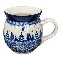 A picture of a Polish Pottery C.A. 16 oz. Belly Mug (Winter Skies) | A073-2826X as shown at PolishPotteryOutlet.com/products/large-belly-mug-winter-skies-a073-2826x
