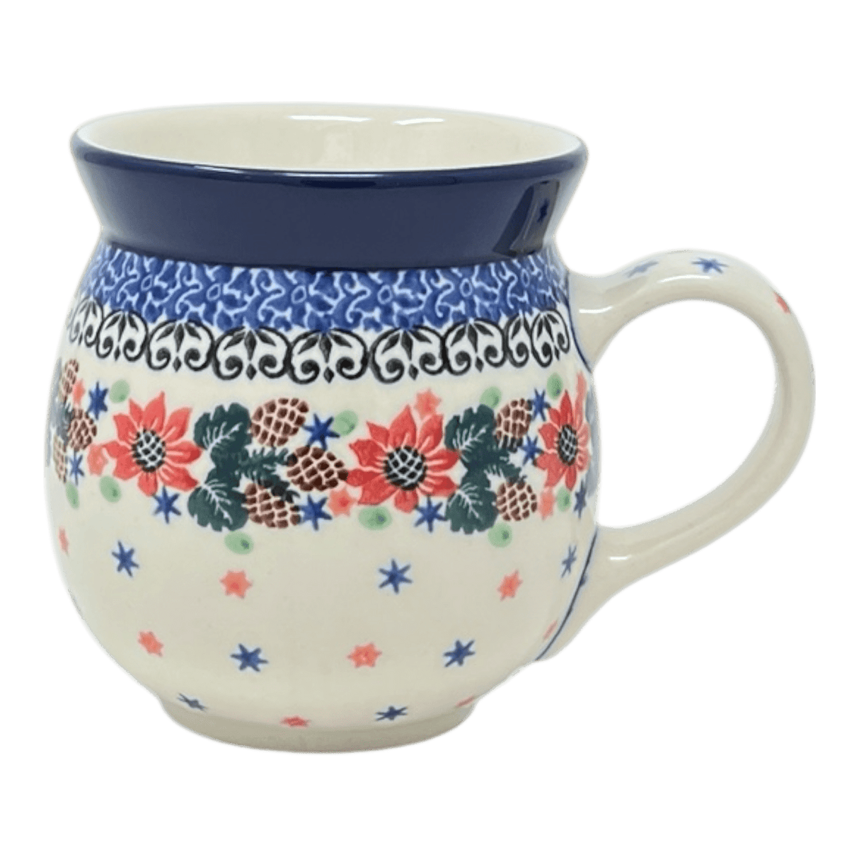 Mug, Belly Mug, 16 oz Large in "Starry Pinecone Wreath" by Ceramika Artystyczna | A073-3325X