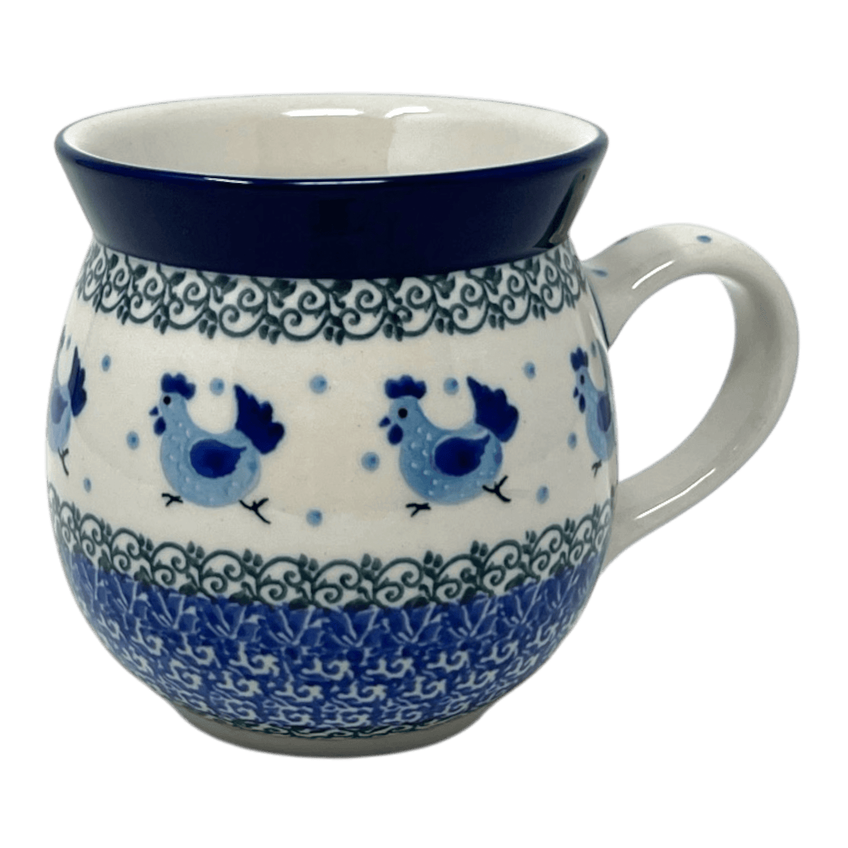 Mug, Belly Mug, 16 oz Large in "Hens on the Run" by Ceramika Artystyczna | A073-3329X