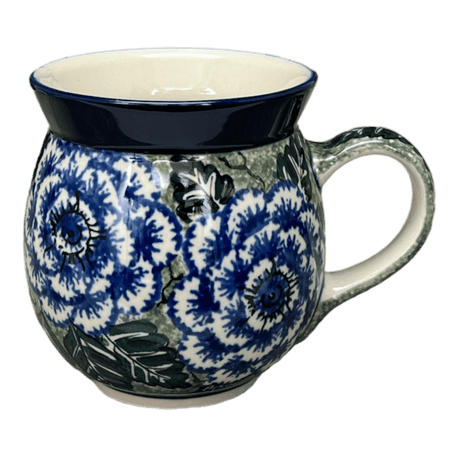 Mug, Belly Mug, 16 oz in "Blue Dahlia" by Ceramika Artystyczna | A073-U1473