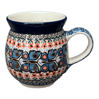 A picture of a Polish Pottery CA 16 oz. Belly Mug (Butterfly Parade) | A073-U1493 as shown at PolishPotteryOutlet.com/products/large-belly-mug-butterfly-parade-a073-u1493