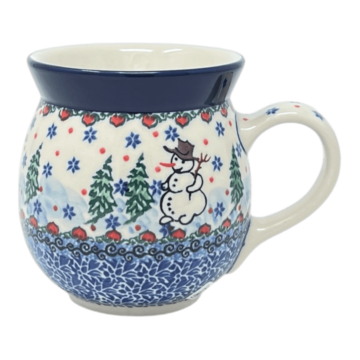 Mug, Belly Mug, 16 oz Large in "Snowman Stroll" by Ceramika Artystyczna | A073-U4661