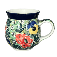 A picture of a Polish Pottery CA 16 oz. Belly Mug (Tropical Love) | A073-U4705 as shown at PolishPotteryOutlet.com/products/c-a-16-oz-belly-mug-tropical-love-a073-u4705