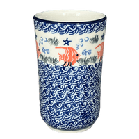 A picture of a Polish Pottery CA 12 oz. Tumbler (Something Fishy) | A076-1317X as shown at PolishPotteryOutlet.com/products/c-a-12-oz-tumbler-something-fishy-a076-1317x