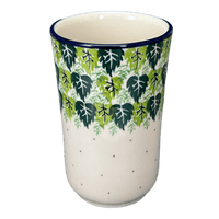 A picture of a Polish Pottery CA 12 oz. Tumbler (Leaves of Green) | A076-2266X as shown at PolishPotteryOutlet.com/products/12-oz-tumbler-leaves-of-green-a076-2266x