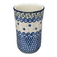 A picture of a Polish Pottery CA 12 oz. Tumbler (Starry Sea) | A076-454C as shown at PolishPotteryOutlet.com/products/12-oz-tumbler-starry-sea-a076-454c