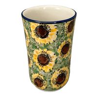 A picture of a Polish Pottery CA 12 oz. Tumbler (Sunflower Fields) | A076-U4737 as shown at PolishPotteryOutlet.com/products/12-oz-tumbler-sunflower-fields-a076-u4737