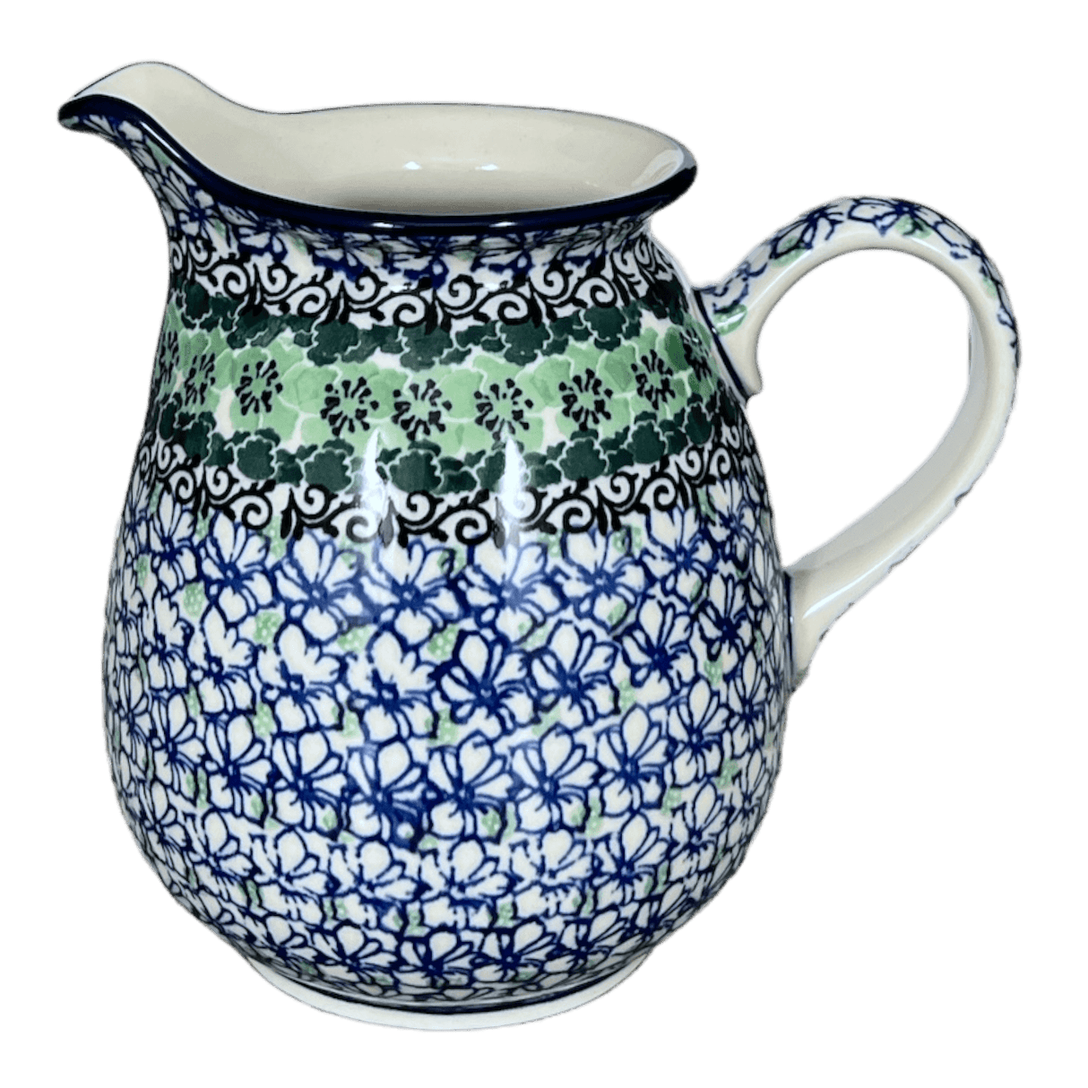 Pitcher, 32 oz in "Ring of Green" by Ceramika Artystyczna | A078-1479X