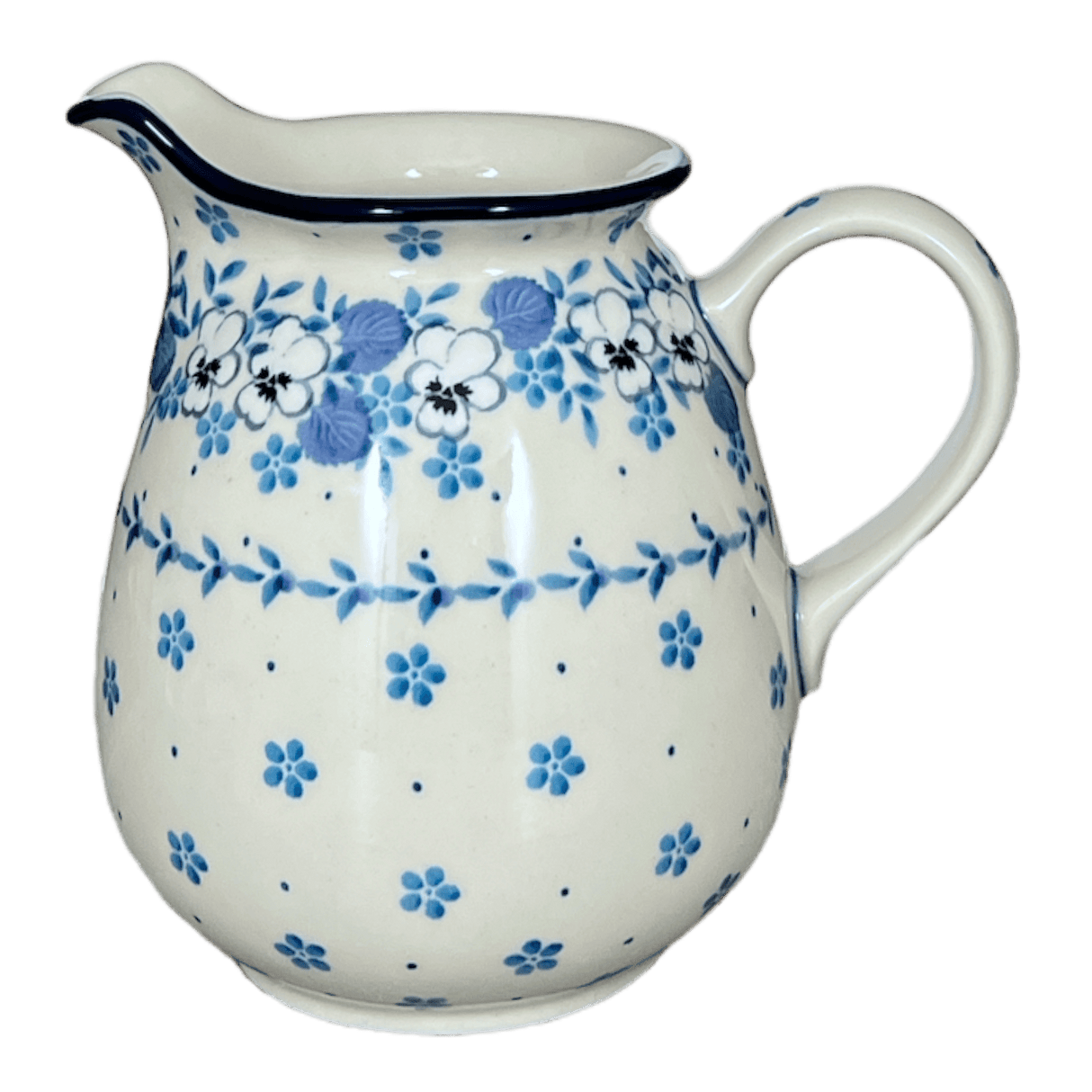 Pitcher, 32 oz in "Pansy Blues" by Ceramika Artystyczna | A078-2346X