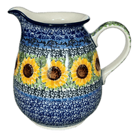 A picture of a Polish Pottery CA 32 oz. Pitcher (Sunflowers) | A078-U4739 as shown at PolishPotteryOutlet.com/products/32-oz-pitcher-sunflowers-a078-u4739