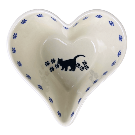 Bowl, Heart-Shaped, Deep, 6" in "Cat Tracks" by Ceramika Artystyczna | A081-1771