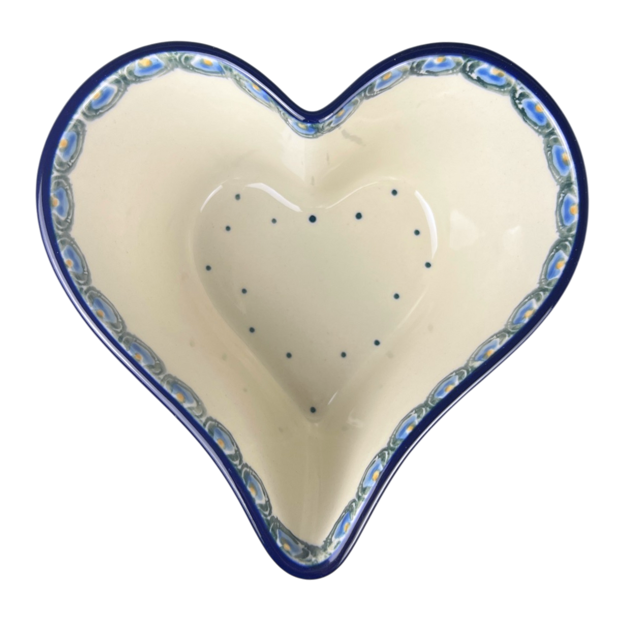 Bowl, Heart-Shaped, Deep, 6" in "Peacock Plume" by Ceramika Artystyczna | A081-2218x