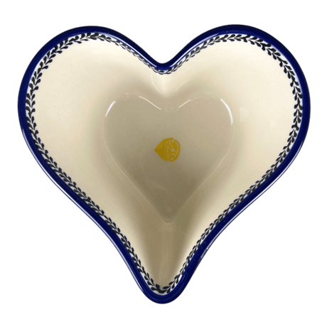 Bowl, Heart-Shaped, Deep, 6" in "Lemons and Leaves" by Ceramika Artystyczna | A081-2749X