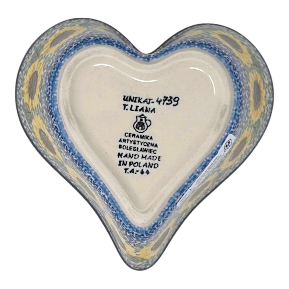 Bowl, Heart-Shaped, Deep, 6" in "Sunflowers" by Ceramika Artystyczna | A081-U4739