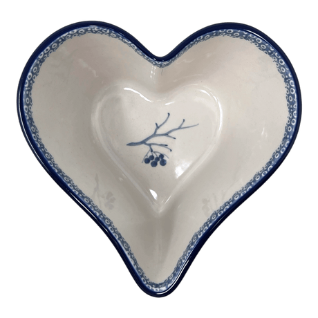 Bowl, Heart-Shaped, Deep, 6" in "Bullfinch on Blue" by Ceramika Artystyczna | A081-U4830