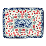 Tray, 9.5" x 7" in "Red Aster" by Ceramika Artystyczna | A111-1435X