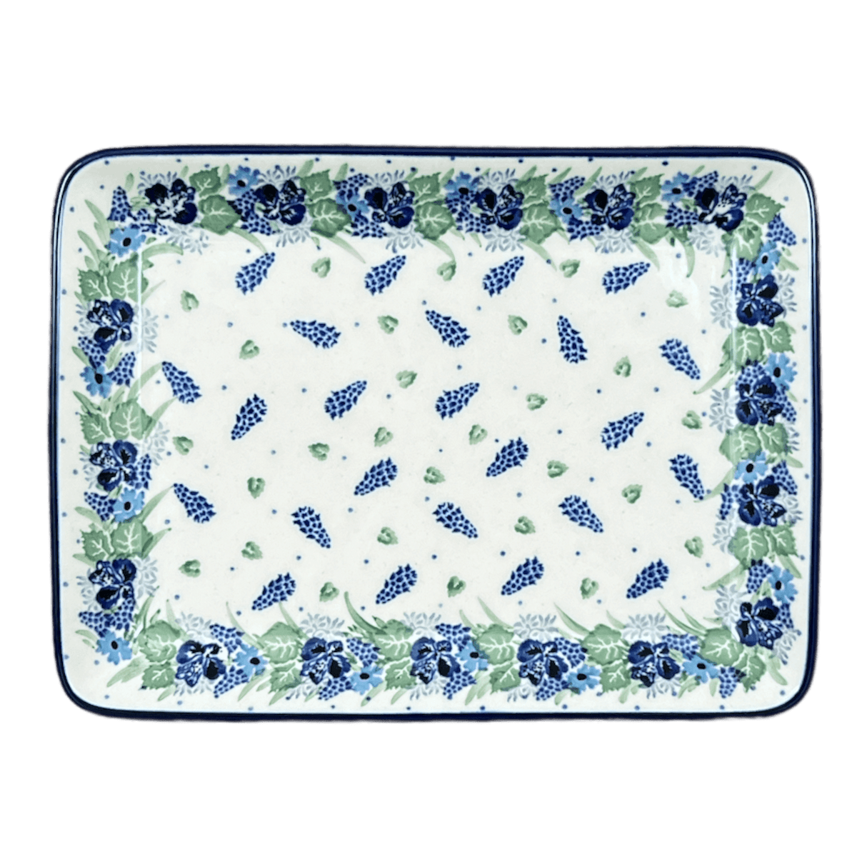 Tray, 9.5" x 7" in "Hyacinth in the Wind" by Ceramika Artystyczna | A111-2037X