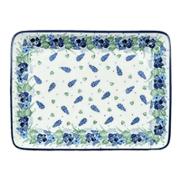 A picture of a Polish Pottery CA 9.5" x 7" Tray (Hyacinth in the Wind) | A111-2037X as shown at PolishPotteryOutlet.com/products/9-5-x-7-tray-hyacinth-in-the-wind-a111-2037x